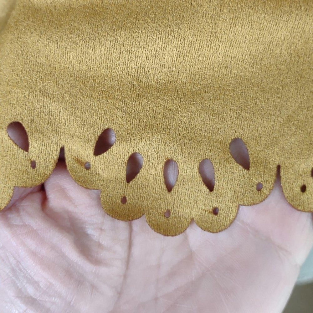 Boutique Western Boho Faux Suede Mustard Yellow Top Shirt Juniors Large - Picture 6 of 7